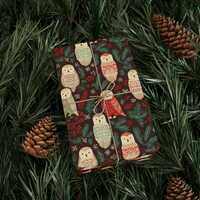 Scandinavian Christmas Owls Wrapping Paper - Nordic Christmas Gift Wrap