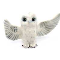 Miniature Ceramic Owl Bird Night Animal Little Grey White Figurine Small Statue Tiny Decoration Hand