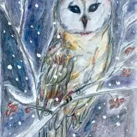 Owl painting winter