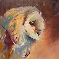 Original Owl Oil Painting 20x20cm Wildlife Art Gift for Owl and Bird Lovers