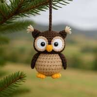 Crochet Owl Christmas Ornament, Soft & Cozy Owl Doll, Winter Home Decor Cute Xmas Plush Amigurum