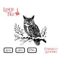 Great Horned Owl SVG, Laser Engrave File, LightBurn GlowForge Signs Cutting Boards Wood Coasters Cab