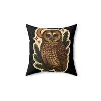 Moonlit Spotted Owl Pillow | Faux Suede Square Pillow