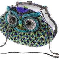 Rhinestone Owl Evening Clutch: Crystal Beaded Purse