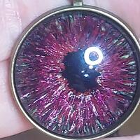 Magenta, Green & Silver Owl Eye Copper Necklace