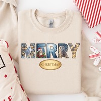 Merry Christmas Owl Sweatshirt, Winter Forest Owl Holiday Sweater Design, Xmas Animals Hoodie