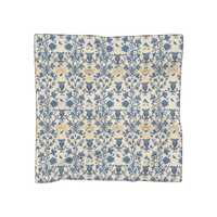 French Blue owl Scarf dark academia aesthetic vintage style scarf owl fan gift blue and white chinoi