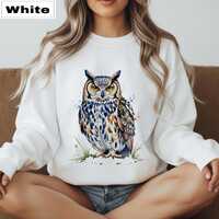 Vintage Retro 90s Watercolor Owl T-Shirt Long Sleeve Cozy Crewneck Sweatshirt – Botanical Wild