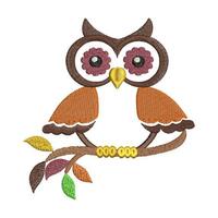 Owl on Branch II Fall Autumn Thanksgiving Colors Machine Embroidery Designs - 4x4 and 5x7 Hoop Insta