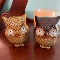 Owl Figurines. Set of two vintage ceramic owl figurines hand painted in excellent condition!
