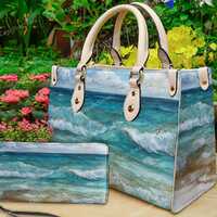 Gentle September Ocean Leather Handbag & Wallet,Gentle September Ocean Shoulder Bag,Custom Bag, 
