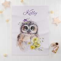 Floral Owl Baby Blanket | Custom Name Kids Room Decor