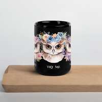 Funny Owl Mug – Don't Try Me, Floral Two-Tone Coffee Cup