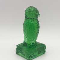 Degenhart glass owl in Emerald Green