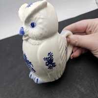 Vintage Blue & White Owl Creamer – JSNY Taiwan Figural Pitcher, 1970s–80s Ceramic Ow