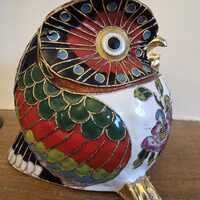 Brass cloisonne vintage owl