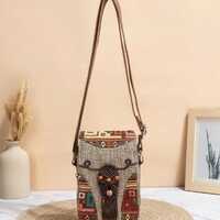 Bohemian Woven Owl Pattern Adjustable Shoulder/Crossbody Bags With Multiple Compartments