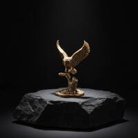 Solid Brass Flying Owl Figurine - Miniature Bird Statue on Branch - Gold Animal Decor - Wisdom Symbo