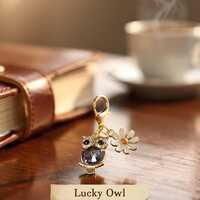 Crystal Owl Charm Keyring &ndash; Lucky Daisy Bag Accessory