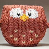 Stuffed Owl Toy Hand-Knit in Brown, Baby Gift, Soft Toy Animal, Baby Rattle