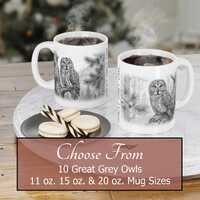 Great Grey Owl Mug, Great for Nature Lover, Wildlife Enthusiast, Adventure, Hot Chocolate, Gift and 