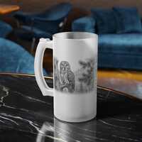 Great Grey Owl Mug, Frosted, Personalized Animal Enthusiast Beer Stein