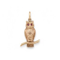 Antique Owl Charm of 14k Gold