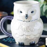 Grande tasse hibou iridescente en céramique mug original effet nacré, collection, cade