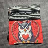 Owl Heart Crossbody Bag: Bohemian Style Bag, Multi-Zip & Adjustable Strap
