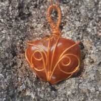 Carnelian Heart Owl Necklace