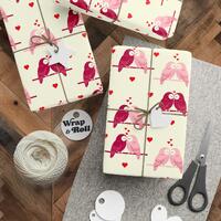 Owl Wrapping Paper | Valentine's Day Gift Wrap | Cute Lovebird Paper | Romantic Anniversary Prin