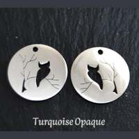 2 Breloques de Hibou, Acier Inoxydable, D&eacute;coupe Ajour&eacute;e, Charmant et Sobre, Pour fabri