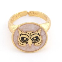 Owl Bird Animal Adjustable Ring Enamel Filled (6US - 9US inner size) 4910