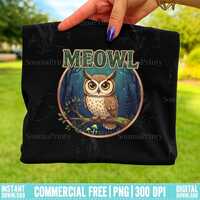 Meowl Funny Meow Cat Owl Meme PNG: Viral Brainrot Gaming Art For Teens png Cute Cat Owl Mashup Humor