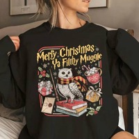 Merry Christmas Ya Filthy Muggle Shirt, Wizard Owl Christmas Shirt, Vintage Holiday Tee, Magic Xmas