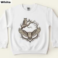 Vintage 90s Retro Owl T-Shirt Long Sleeve Sweatshirt Nostalgic Owl Graphic Unisex Top for Men and Wo
