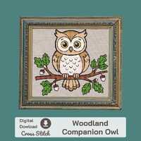 Woodland Owl Cross Stitch Pattern PDF &ndash; Bird Embroidery Chart