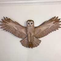 Large Barn Owl Wood Carving Sculpture - FAST SHIPPING