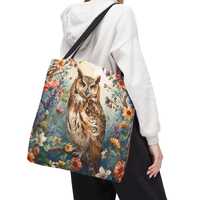Vintage Floral Owl Tote Bag | Botanical Wildlife Illustration
