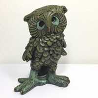 Vintage Owl Statue Figurine Hand Painted 1970s Decor