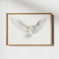 White owl bird watercolor painting Wildlife nature artwok giclee print Winter forest artwork Wild an