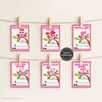 Owl Valentine Exchange Cards for Kids | Printable Classroom Valentines | Instant Download
