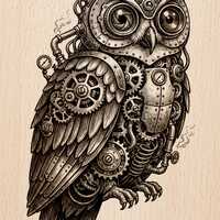 Steampunk Owl Engraving | Mechanical Gear Bird Art | Industrial Style Laser File | PNG JPG