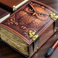 Owl Leather Journal | Vintage Thick Paper Grimoire | Handmade Embossed Diary | Witchcraft Spell Book
