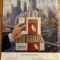 White Owl New Yorker cigars. NY World&rsquo;s Fair 1964 Vintage magazine Ad.