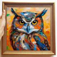 Owl Painting ORIGINAL ART on Canvas Custom Order Textured Oil Artwork Animal Wall Decor Impasto Uni