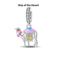 925 Sterling Silver Flamingo Elephant Desert Camel Owl Ladybug Charm Beads, Fit Original Bracelet, D