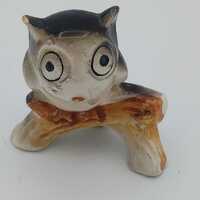 Vintage Ceramic Unique Owl Figurine with Imperfection