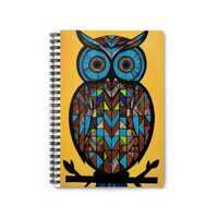 Geometric Stained Glass Owl Spiral Notebook | Ruled Journal