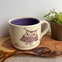 Vintage Owl Mug by The Poplar Studio | Granville Island Vancouver Pottery | Purple Interior Stonewar